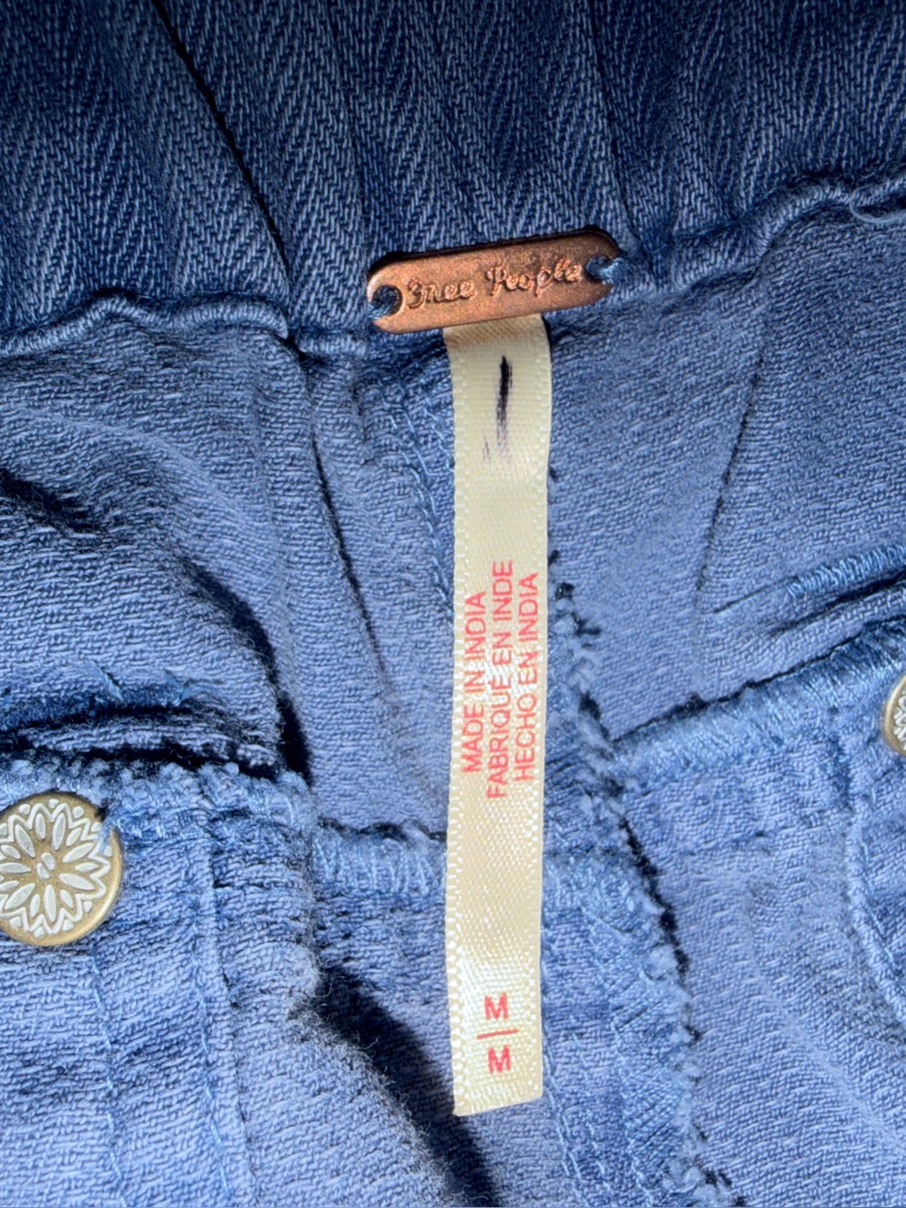 Free People Belted Boyfriend Wide Leg Blue Cotton Pants M NWOT - Picture 11 of 13